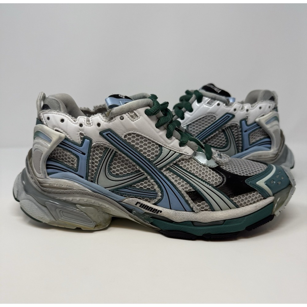 Balenciaga Runner Sneaker White Green Blue Size 10 US 43 EU New Season